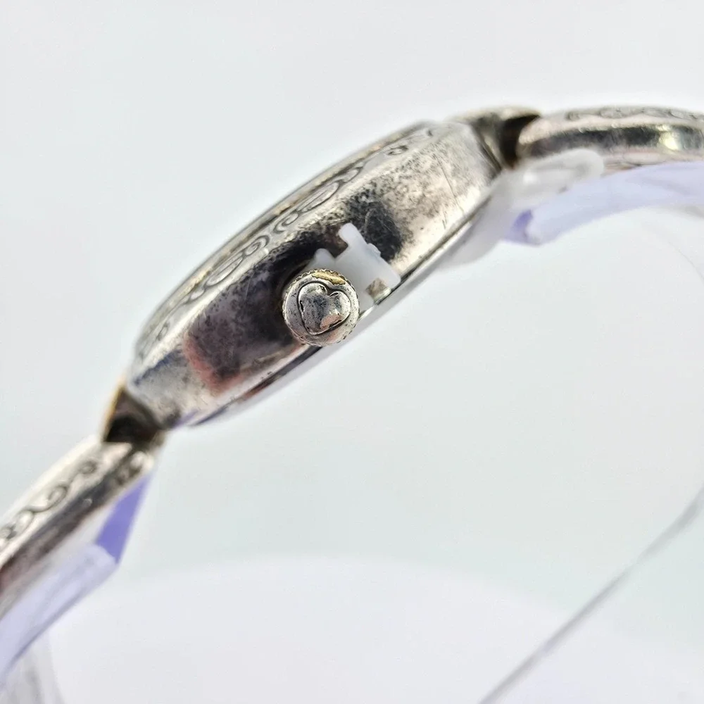 BRIGHTON 'Alta' Watch Petite Link Bracelet Etched Scrollwork Silver Plate 6.5